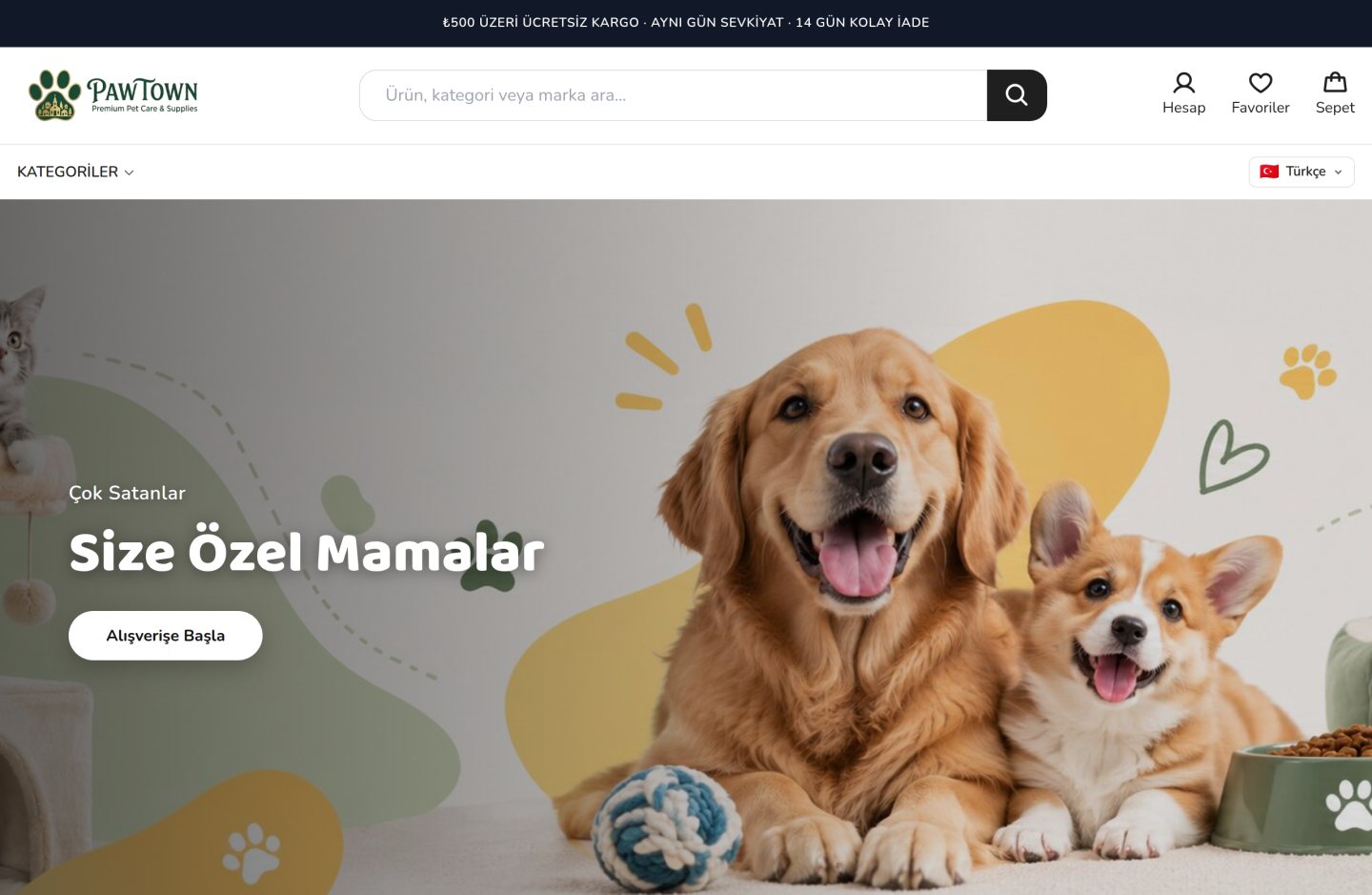 pawtown — Fenikya ile kurulmuş mağaza vitrini